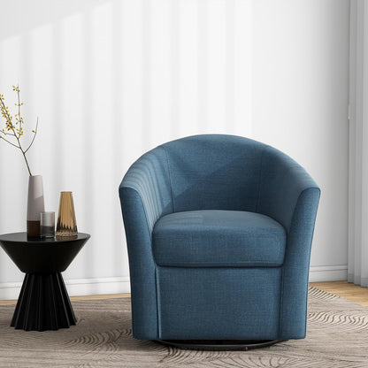 Mid-Century Modern Swivel Barrel Accent Chair, Blue, Set of 1