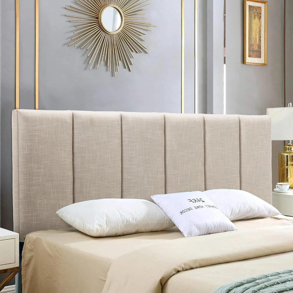 Upholstered Headboard Foldable King Size Headboards Eastern King/California King Linen Panel with Height Adjustments