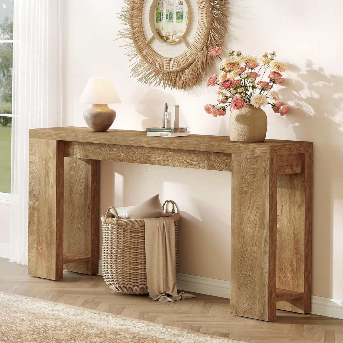 70.9-Inch Long Console Table, Narrow Sofa Table behind the Couch, Farmhouse Console Table for Living Room, Entryway, Hallway