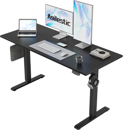 Electric Standing Desk, 55 X 24 Inches Height Adjustable Desk, Sit Stand up for Work Office Home, Ergonomic Rising Gaming Computer Table with Memory Preset, Black