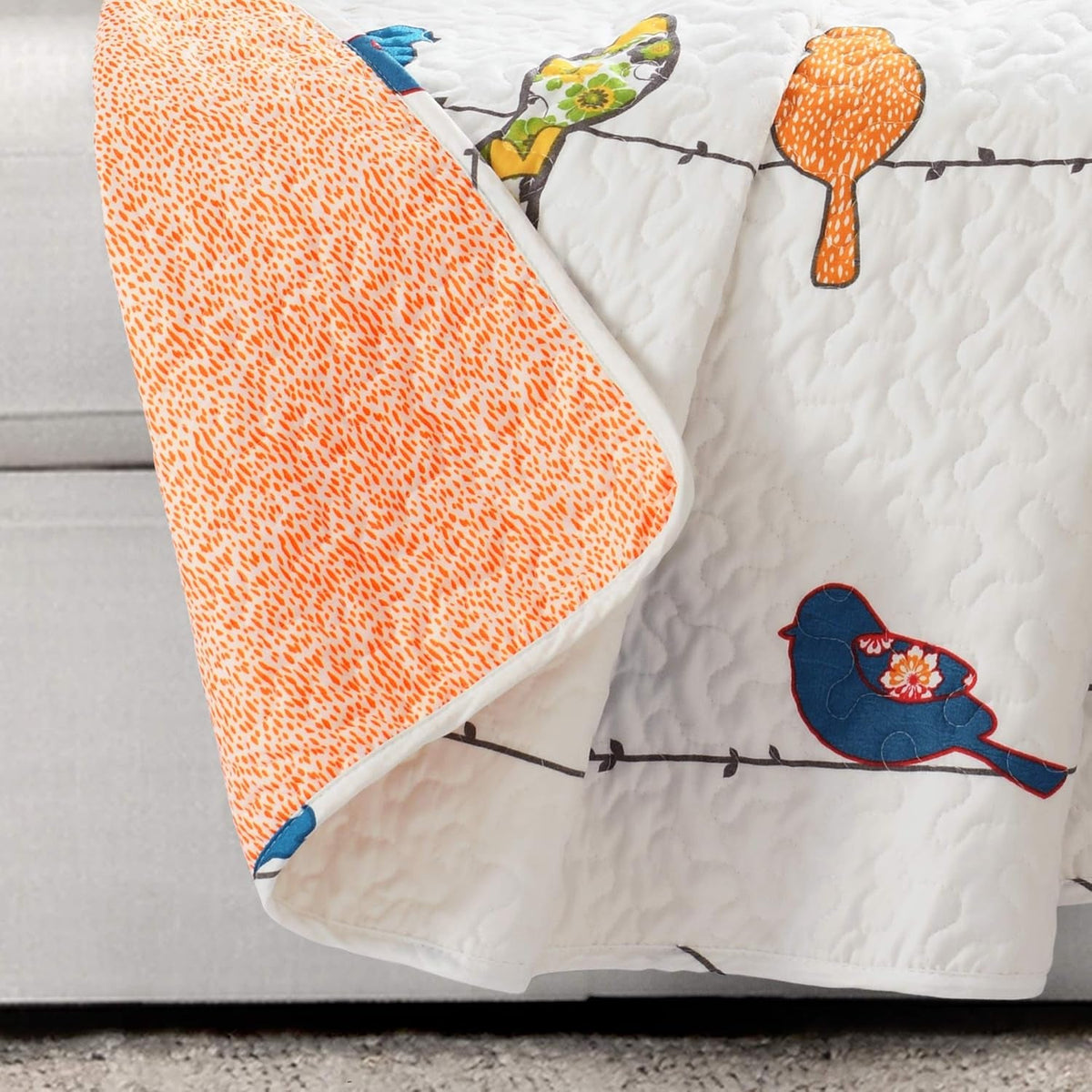 Rowley Birds Reversible Throw Blanket, 50" W X 60" L, Multi - Throw Blankets for Bed - Couch Blanket - Farmhouse Throw Blanket for Couch