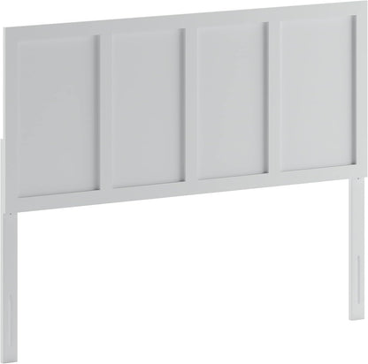 Omar Queen Size Wooden Headboard Only, Four Panel Headboard in White