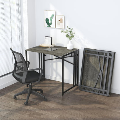Folding Desk 40 Inch Writing Gaming Computer Camping Desk, No Assembly Required Home Office Table, Black