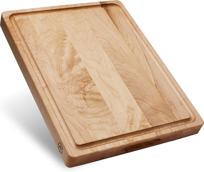 Made in USA, Large Thick Maple Wood Cutting Board for Kitchen with Juice Groove, Sorting Compartment, Charcuterie Wooden Board 17X13X1.5 in (Gift Box Included)