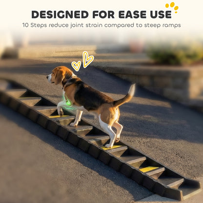 Dog Stairs for Car Truck SUV, Foldable Dog Ramp for Large Medium Small Dogs, Black