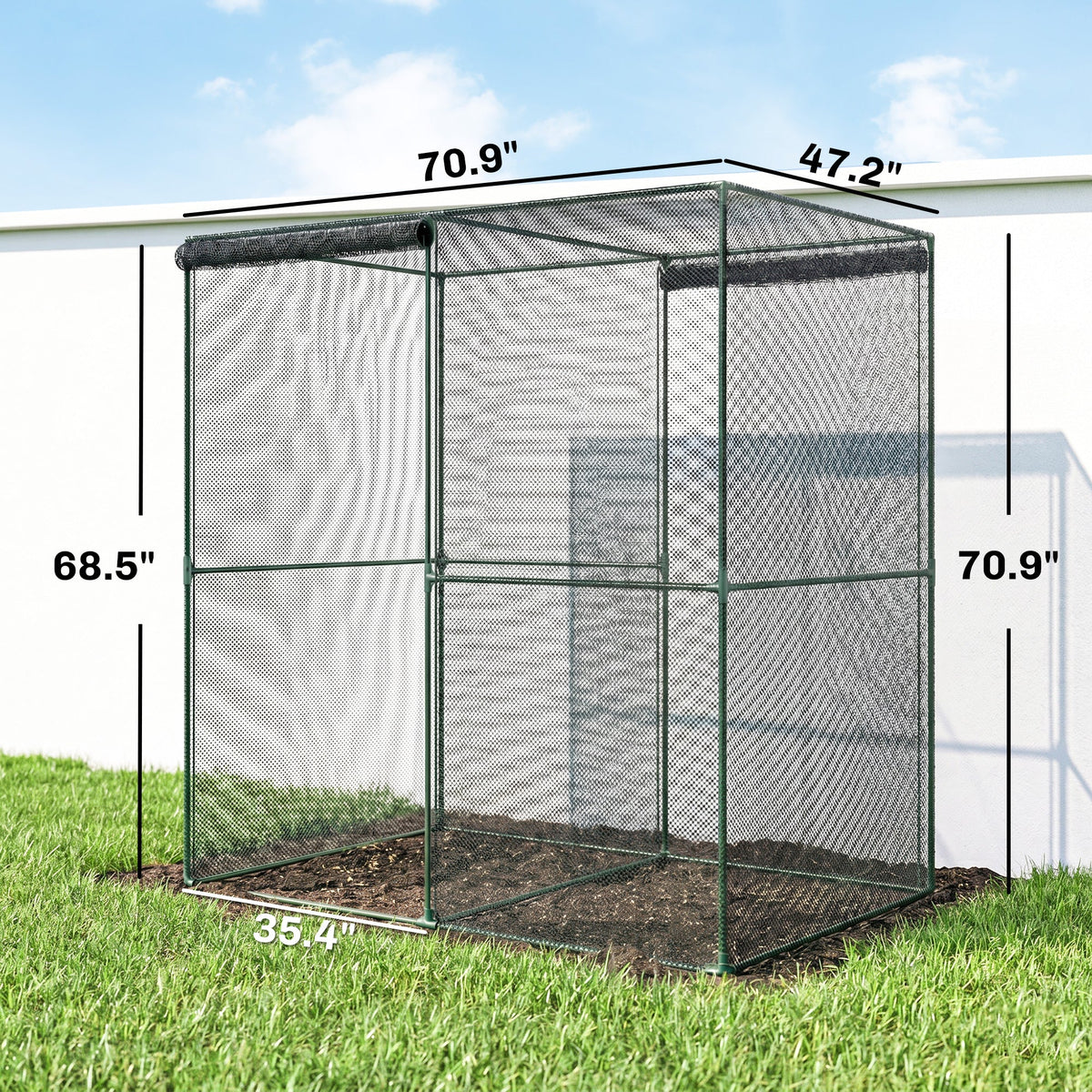 6' x 4' x 6' Crop Cage, Plant Protection Tent with Zippered Doors for Vegetable Garden, Backyard, Black
