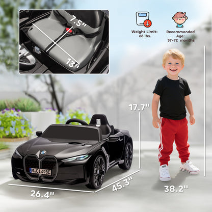 12V Electric Car for Kids with 2.4G Remote Control, Suspension, Black