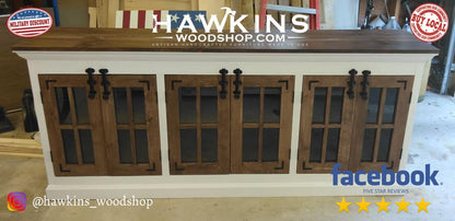 Made in USA, Made to Order, The Crown Console with Glass Panel Doors