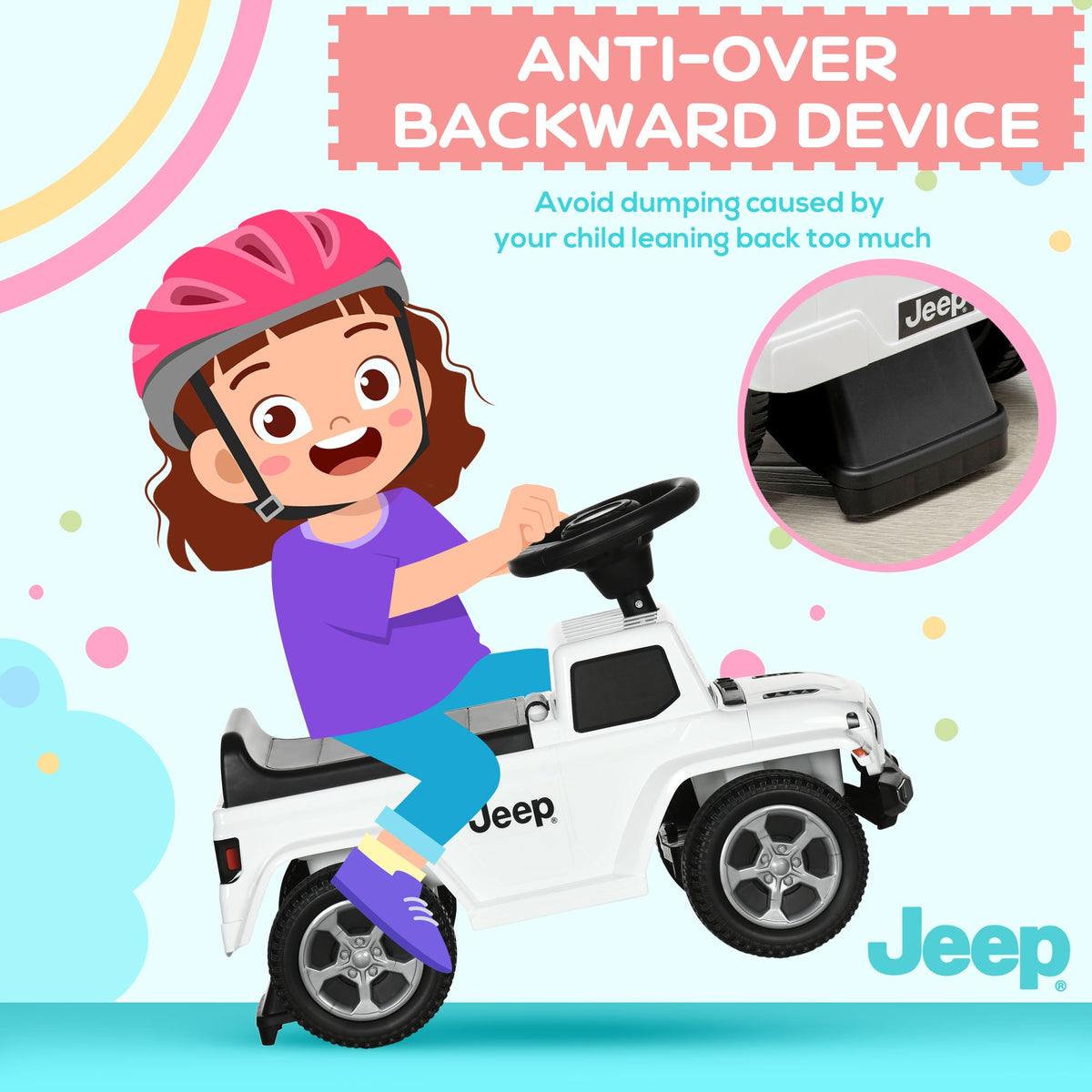 Kids Ride on Push Car, with Engine Sounds & Under-Seat Storage, Foot-to-Floor Ride on Sliding Car with Horn, White