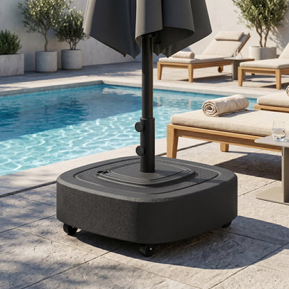 Patio Umbrella Base Outdoor Umbrella Stand with Wheels for 1.5"/1.9" Umbrella Poles