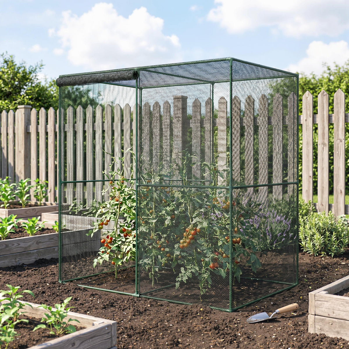 6' x 4' x 6' Crop Cage, Plant Protection Tent with Zippered Doors for Vegetable Garden, Backyard, Black