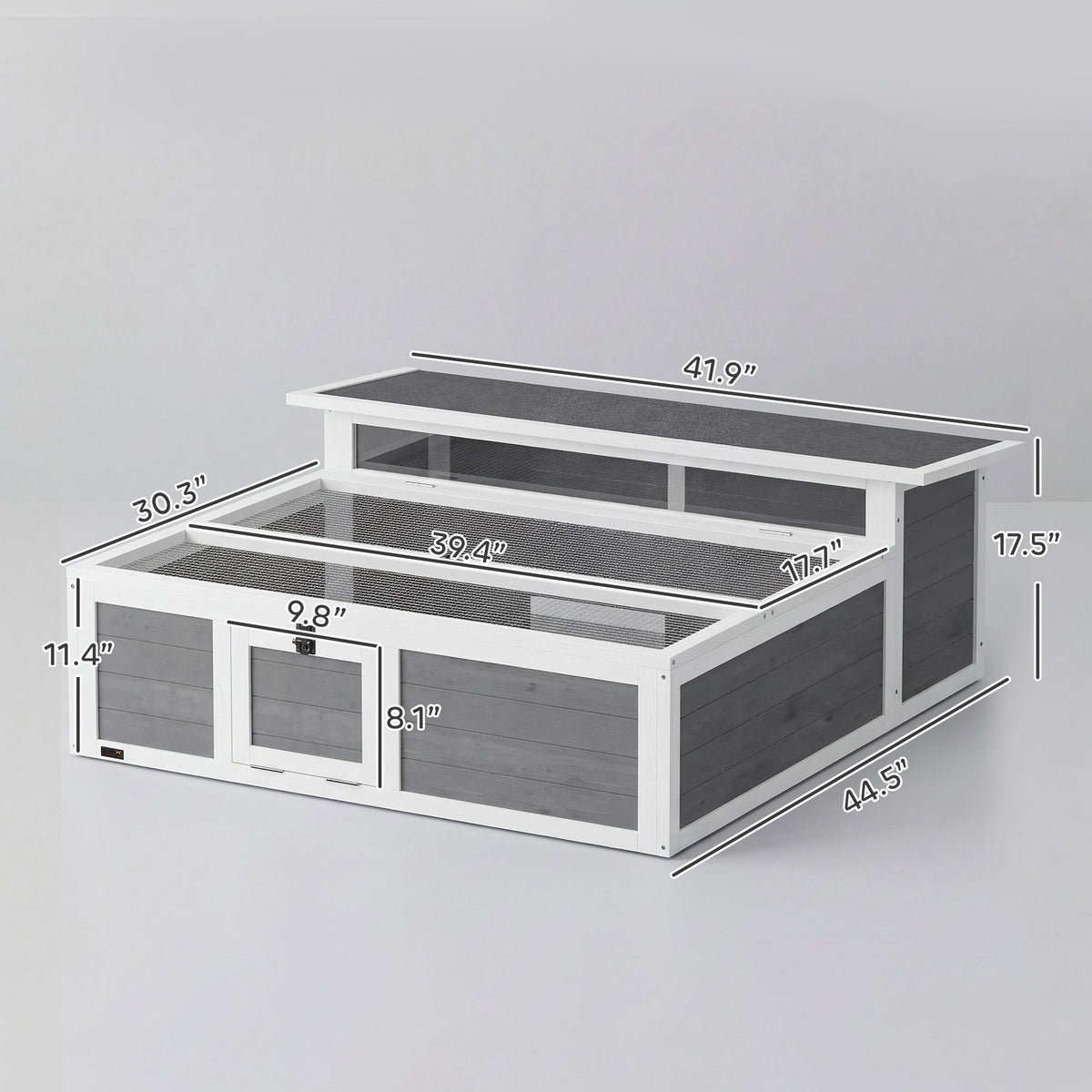 Tortoise Habitat Openable Top Wooden Tortoise Enclosure Run Area and Clear Window Dark Gray