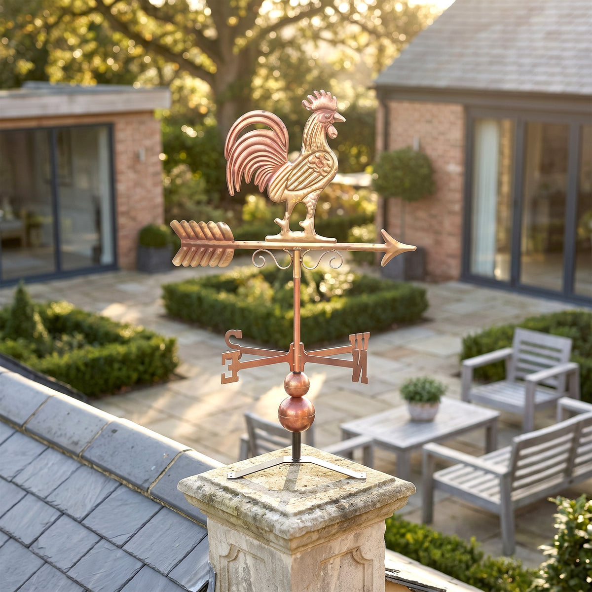 Metal Rooster Weathervane, Roof Mount Wind Direction Indicator, Outdoor Weather Vanes