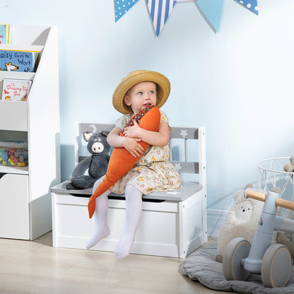Toddler Toy Box Storage Bench with Large 27 Liter Interior, Kids Storage Bench Seat with Storage, Gray