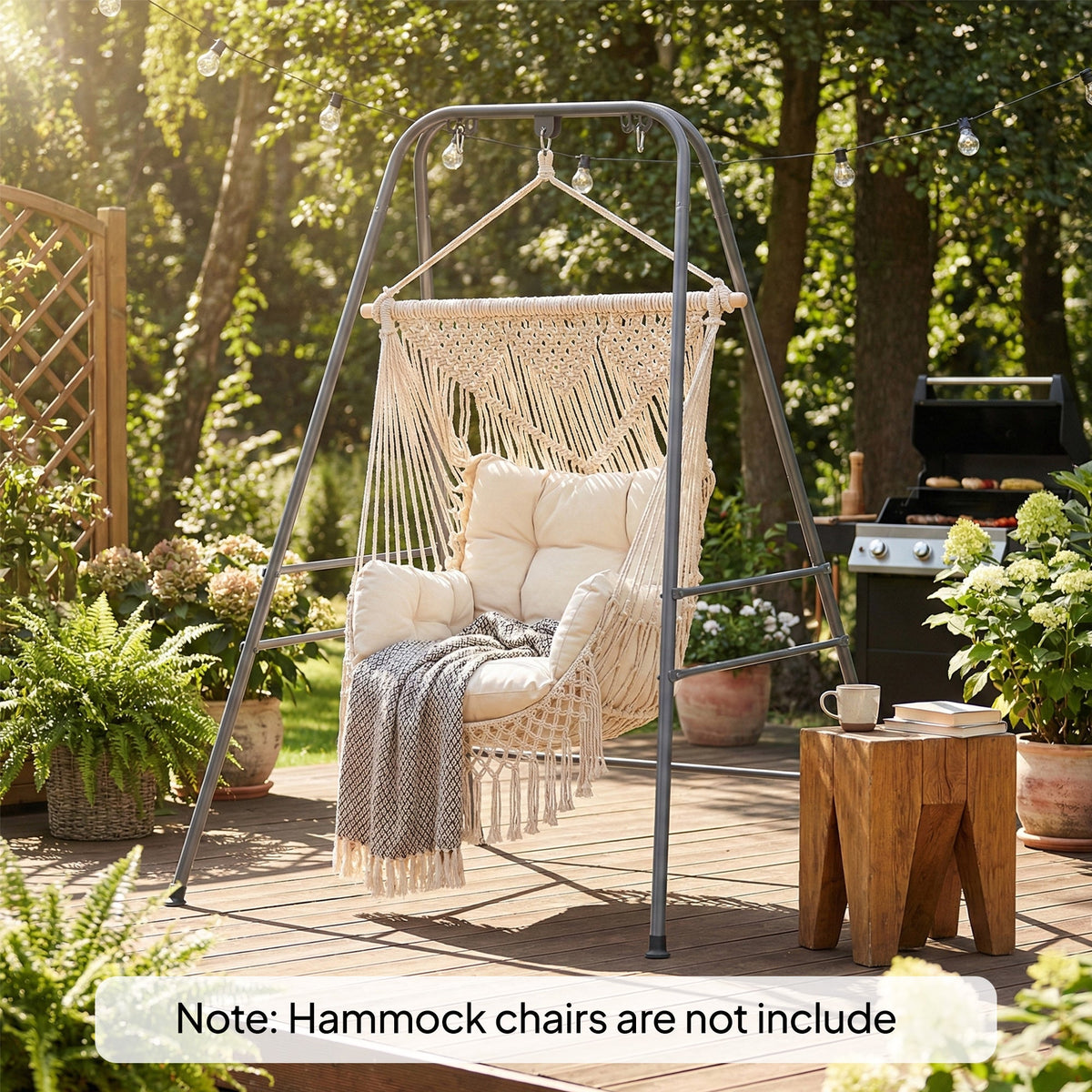 Hammock Chair Stand  Indoor and Outdoor Use with Anti-Slip Foot Pads, 2 Carabiners, Gray