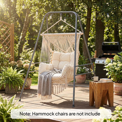 Hammock Chair Stand  Indoor and Outdoor Use with Anti-Slip Foot Pads, 2 Carabiners, Gray