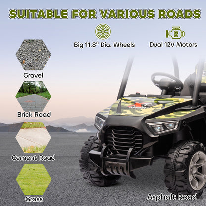 12V Kids Electric Car with Parent Remote Control, Spring Suspension, Soft Start, Music, LED Light, Safety Belt, Green