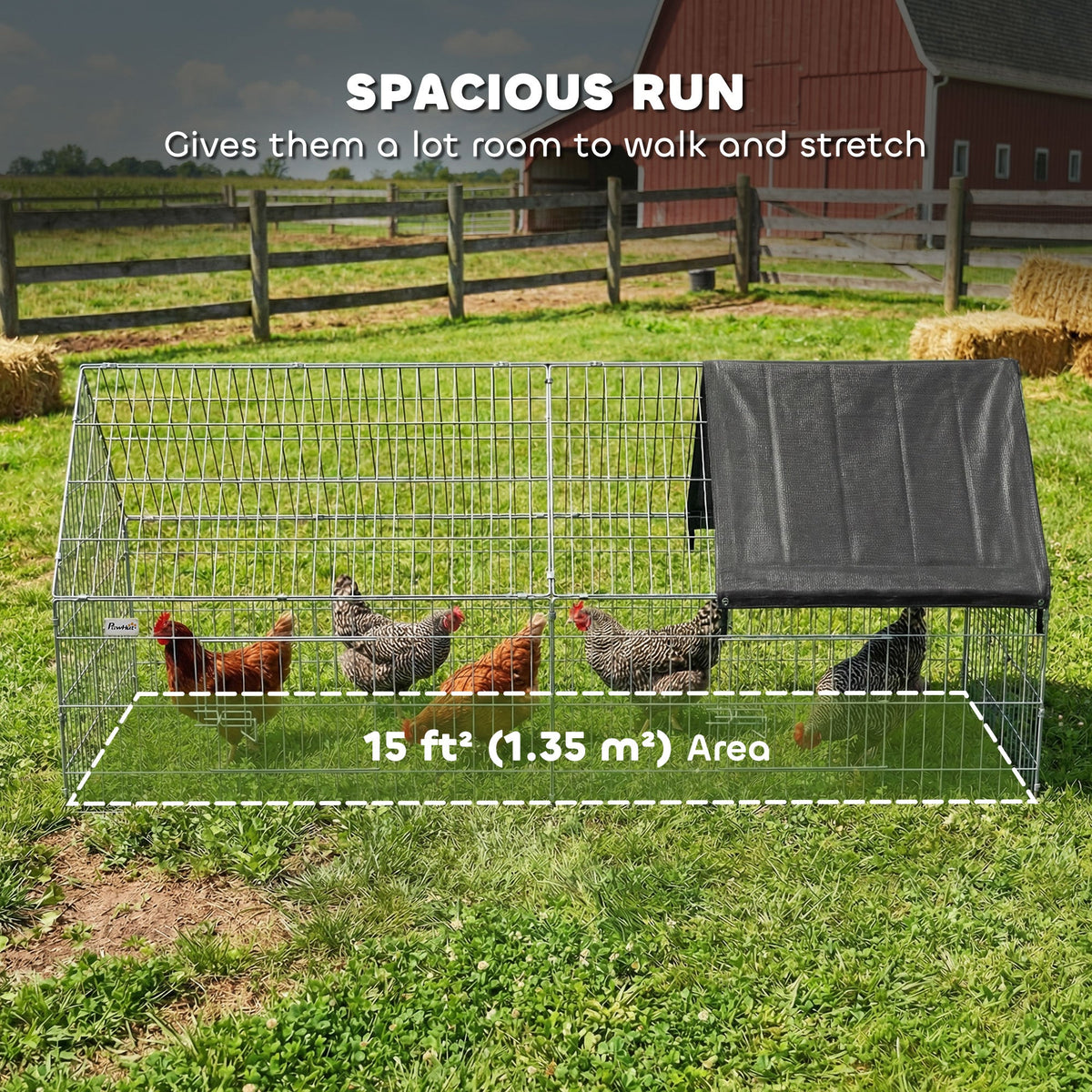 Metal Chicken Coop with Cover for Backyard Small Animals Duck Rabbit, 71" x 29.5" x 29.5", Black