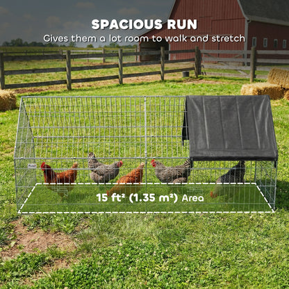 Metal Chicken Coop with Cover for Backyard Small Animals Duck Rabbit, 71" x 29.5" x 29.5", Black
