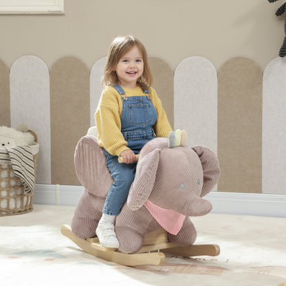 Kids Rocking Horse with Seat, Kids Ride On Toy with Realistic Elephant Sound and Safety Belt for 18 to 36 Months, Pink