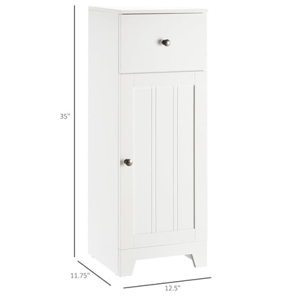 Short Bathroom Storage Cabinet, Cabinet Organizer with 1 Drawer and Adjustable Shelf for Living Room, White