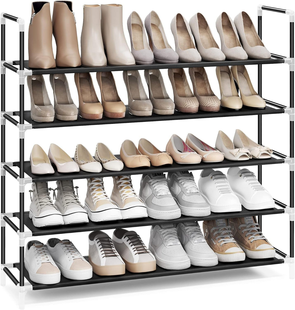 5-Tier Slim Shoe Rack, Holds 20 to 25 Pairs, Black