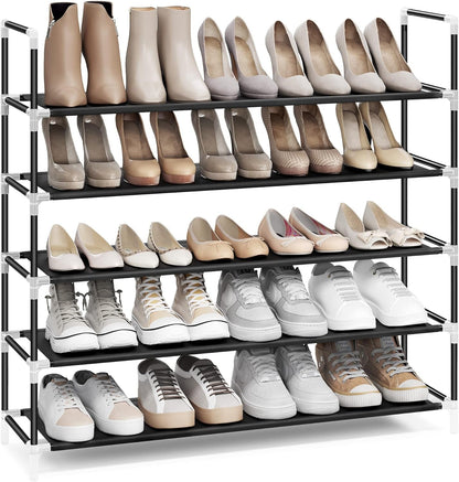 5-Tier Slim Shoe Rack, Holds 20 to 25 Pairs, Black