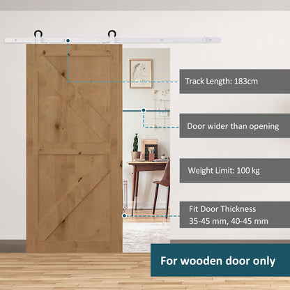 6' Rustic Interior Sliding Barn Door Mounting Hardware Kit - White