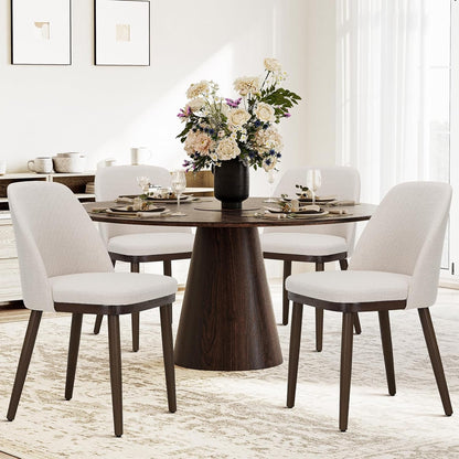 Upholstered Dining Chairs Set of 4, Modern Kitchen Chairs with Back, Fabric Side Dining Room Chairs with Wood Legs for Kitchen Dining Room Restaurant, Beige