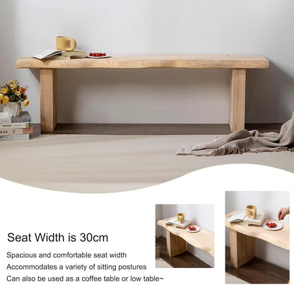 Entryway Wooden Bench Seat Solid Wood Dining Bench End of Bed Bench Entryway Furniture Narrow Farmhouse Bench Sturdy and Stable for Dining Table Bedroom Living Room Hallway(80Cm(31.5In))