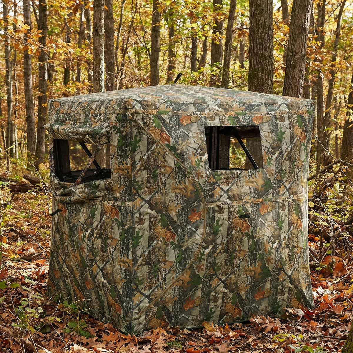 Hunting Blind for 2 Person, See Through Pop Up Blind with 270-Degree View, Windows for Deer Hunting, Camouflage