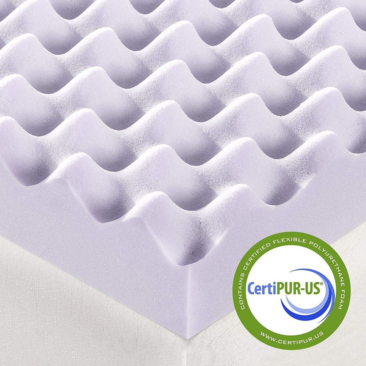 3 Inch Egg Crate Memory Foam Mattress Topper with Soothing Lavender Infusion, Certipur-Us Certified, Dorm Essentials, Twin