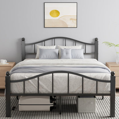 Metal Full Size Bed Frame with Headboard, Noise-Free Design & Underbed Storage Heavy Duty Bed Frames No Box Spring Needed/Tool-Free Assembly