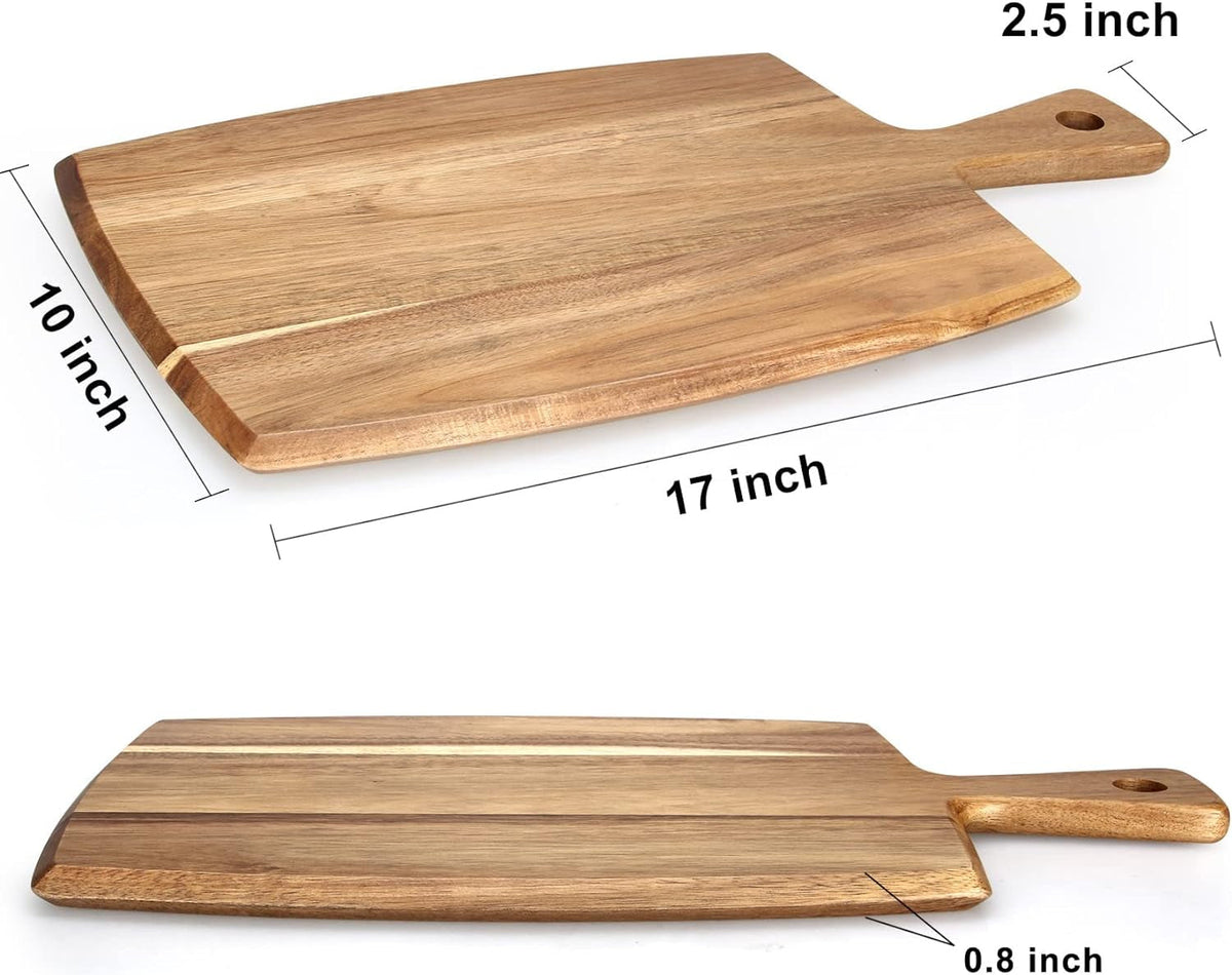 Large Wooden Charcuterie Boards Acacia Wood Cutting Boards for Kitchen Meat Chopping Board Bread Serving Cheese Board Decorative Big Cutting Board with Handle Butcher Block Food Tray Cheese Platter
