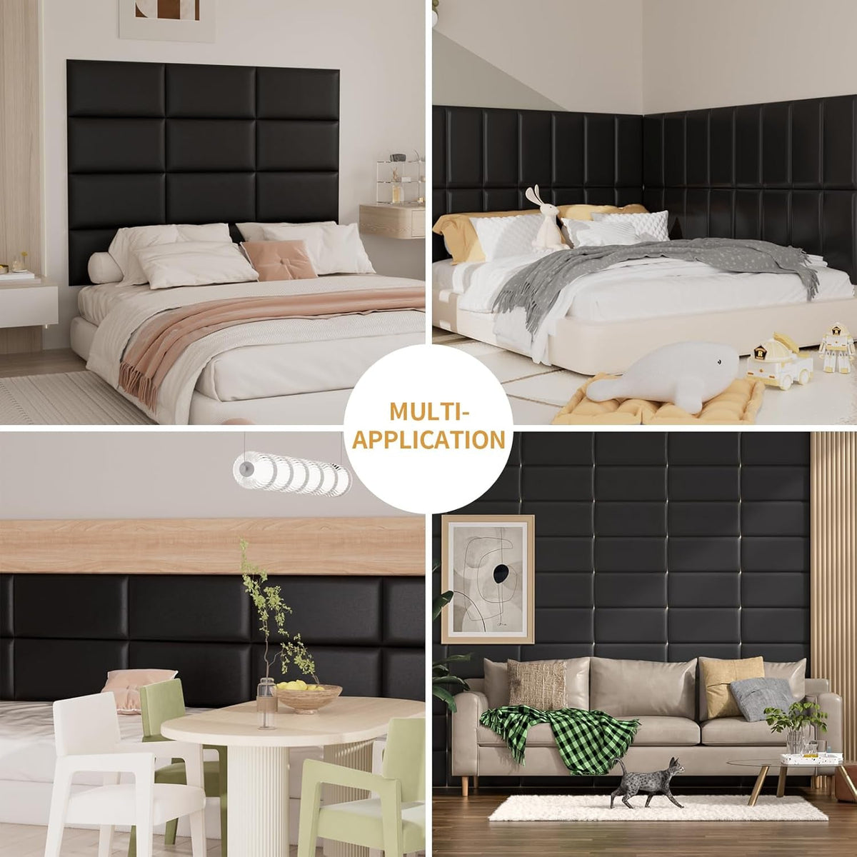 Twin Headboards, Self-Adhesive 3D Panels, Upholstered Wall Panels for Bedroom/Living Room (6 Pieces 9.84 in X 23.6 In)