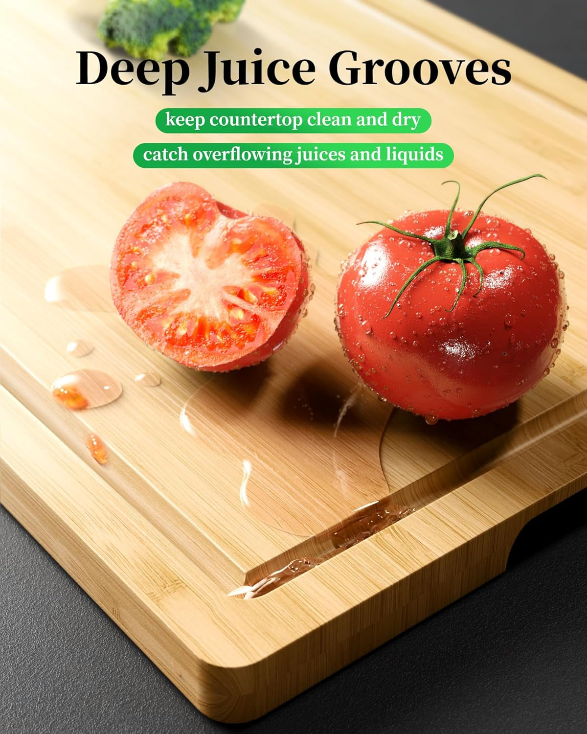 Bamboo Cutting Board - Multi-Sizes Wooden Cutting Boards for Kitchen, Convenient Kitchen Essentials with Deep Juice Grooves, Natural Cutting Board for Chopping & Serving, 15.0" X 10.0"