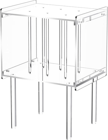 Acrylic Record Player Stand, with Vinyl Storage, Clear Acrylic Side Table (Clear)