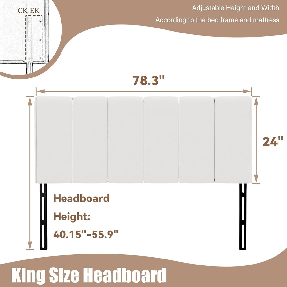 White Headboard King Size Upholstered Faux Leather Headboards King Bed Headboard Adjustable Height Head Board Panels