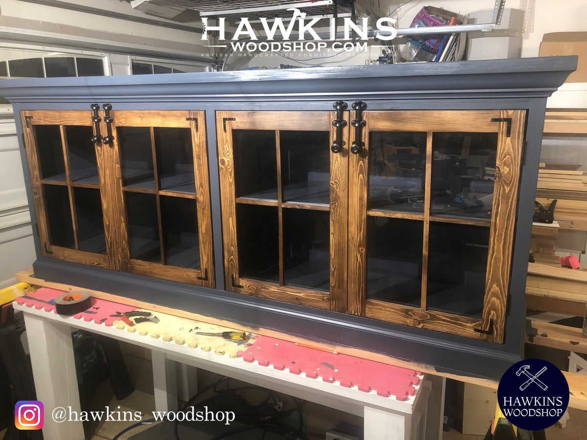 Made in USA, Made to Order, The Crown Console with Glass Panel Doors