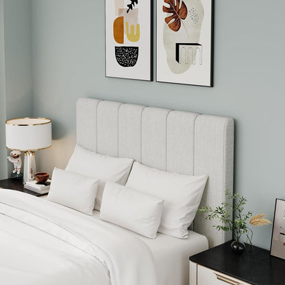 King Headboard Upholstered Headboards for King Size Bed Headboard Panels Adjustable Height Grayish White Linen Head Board