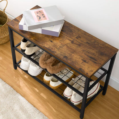 Hall Tree with Bench, Coat Rack Shoe Bench Set, Entryway Shoe Rack with Coat Hooks, Hall Tree Coat Rack, Mud Room, Industrial, for Foyer, Front Door, Rustic Brown BF07MT01