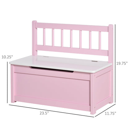Toy Box Chest, Kids Storage Bench with Large 27 L Interior, Toy Organizer with Top Lid, and Backrest, Pink