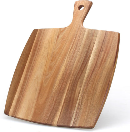 Large Wooden Charcuterie Boards Acacia Wood Cutting Boards for Kitchen Meat Chopping Board Bread Serving Cheese Board Decorative Big Cutting Board with Handle Butcher Block Food Tray Cheese Platter