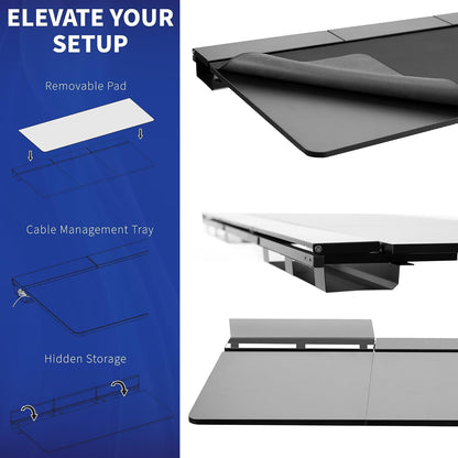 Electric 60 X 30 in Standing Adjustable Gaming Desk with Hidden Cable Trays, Full-Size Mouse Pad, Black Top Black Frame, DESK-KIT-1B6-P3B