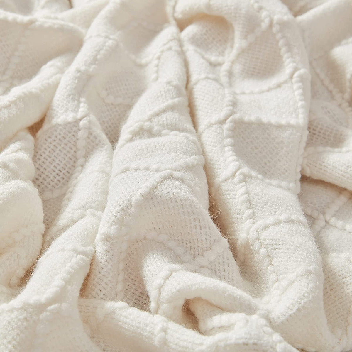 Knitted Throw Blanket for Couch and Bed, Soft Living Room Home Decor Knitted Blanket with Tassel, Outdoor Lightweight Breathable Summer Blanket, Farmhouse Warm Woven Decorative, 50"X60"