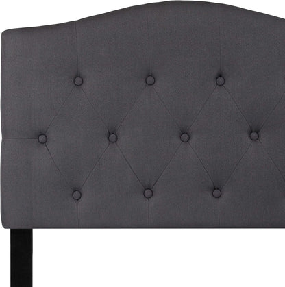 Twin Size Tufted Upholstered Headboard with Adjustable Metal Bed Rail Slots, Modern Fabric Upholstered Twin Headboard, Dark Gray