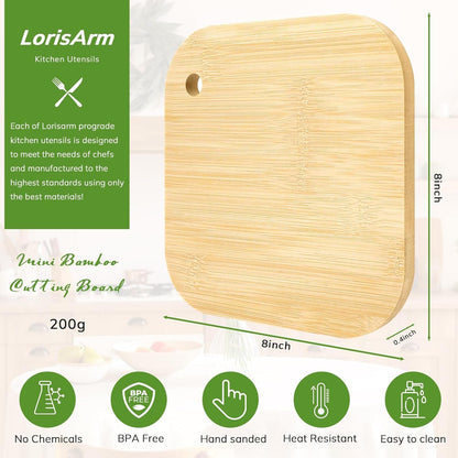 Small Bamboo Wood Cutting Board 8"Mini Lightweight Wooden Chopping Boards for Fruit, Vegetable, Camping Trip.