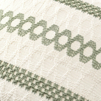 Set of 2 Sage Green Boho Decorative Lumbar Pillow Covers 12X20 Inch Farmhouse Rustic Couch Throw Pillows Modern Summer Cushion Covers Retro Cute Macrame Woven Home Decor for Bed Sofa Chair