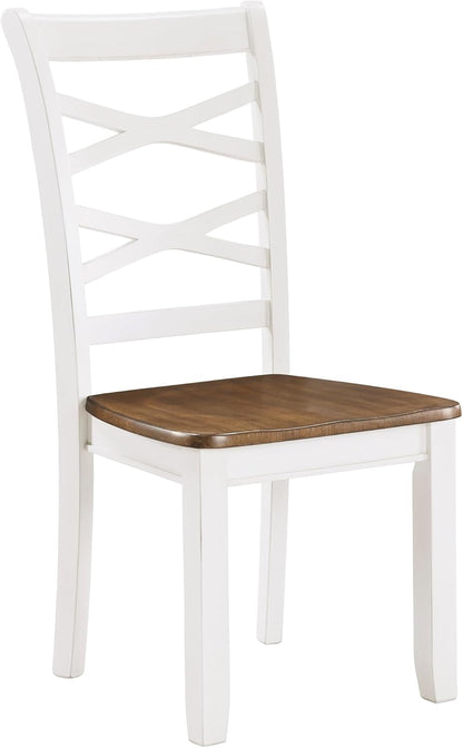 Dining Table Set for 6 with Chairs, Wood 7 Piece Farmhouse Dining Room Table and Chairs Set of 6, Cross Back, Easy Assembly Seater for Indoor Home, Dinner, Kitchen, Cherry/White