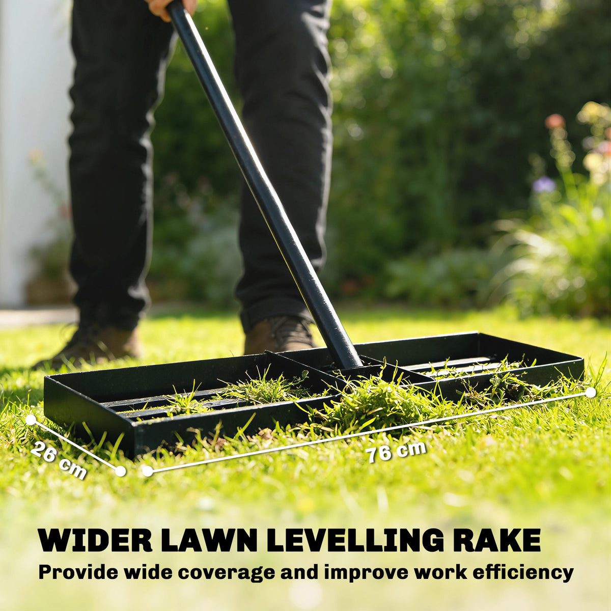 Lawn Leveling Rake, 30" x 10" Heavy Duty Yard Leveling Rake with 66.5" Handle for Backyard, Golf Course